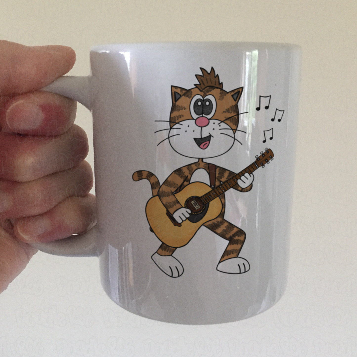 Cat Playing Acoustic Guitar Mug - Funny Acoustic Guitarist Mug - Music Gift For Cat Lover