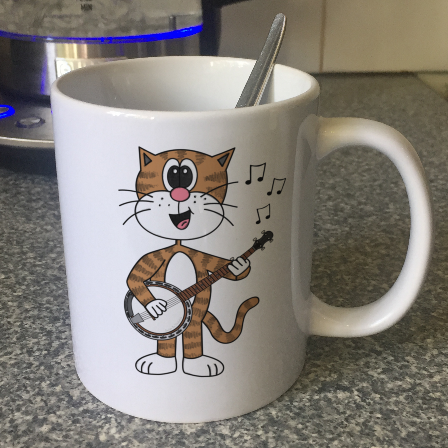 Cat Playing Banjo Mug - Funny Banjoist Mug - Music Gift For Cat Lover - Music Teacher Cat Mug