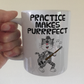Cat Bass Guitar Mug - Practice Makes Purrrfect - Funny Gift For Bassist - Music Teacher Gift