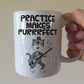Cat Bass Guitar Mug - Practice Makes Purrrfect - Funny Gift For Bassist - Music Teacher Gift
