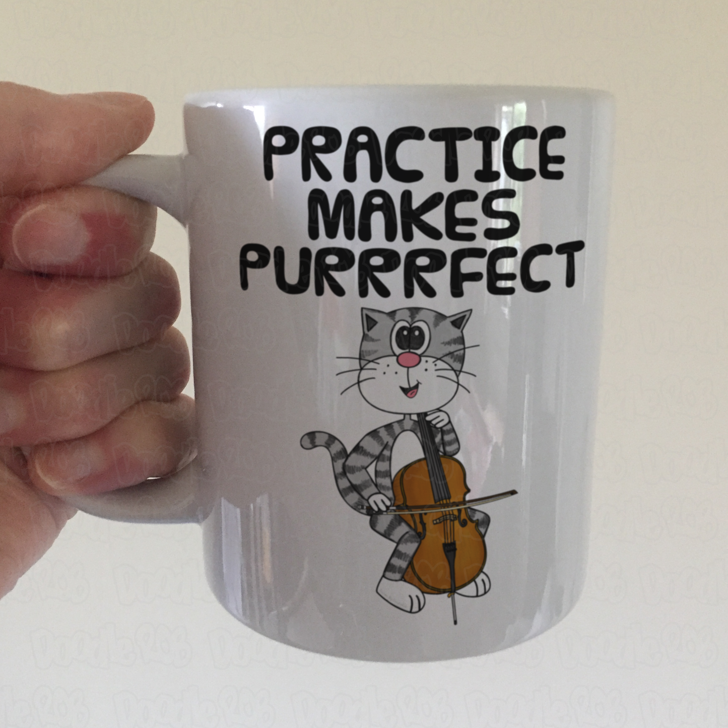 Cat Cello Mug - Practice Makes Purrrfect - Gift For Cellist - Funny Music Teacher Orchestra Gift