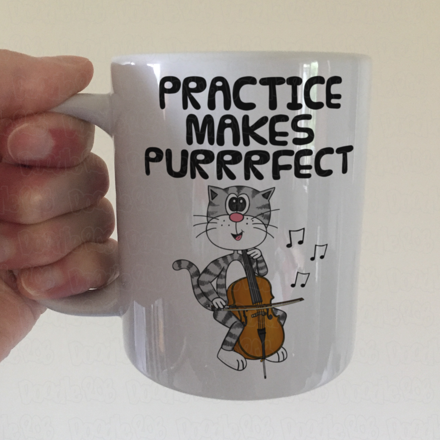 Cat Cello Mug - Practice Makes Purrrfect - Gift For Cellist - Funny Music Teacher Orchestra Gift