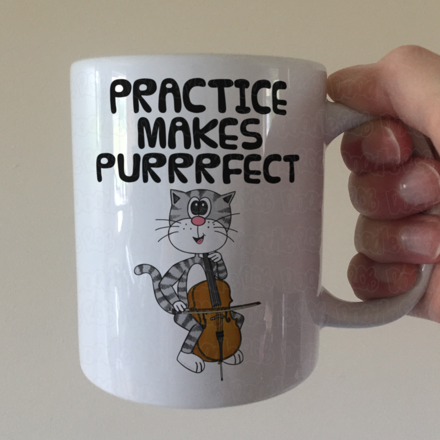 Cat Cello Mug - Practice Makes Purrrfect - Gift For Cellist - Funny Music Teacher Orchestra Gift