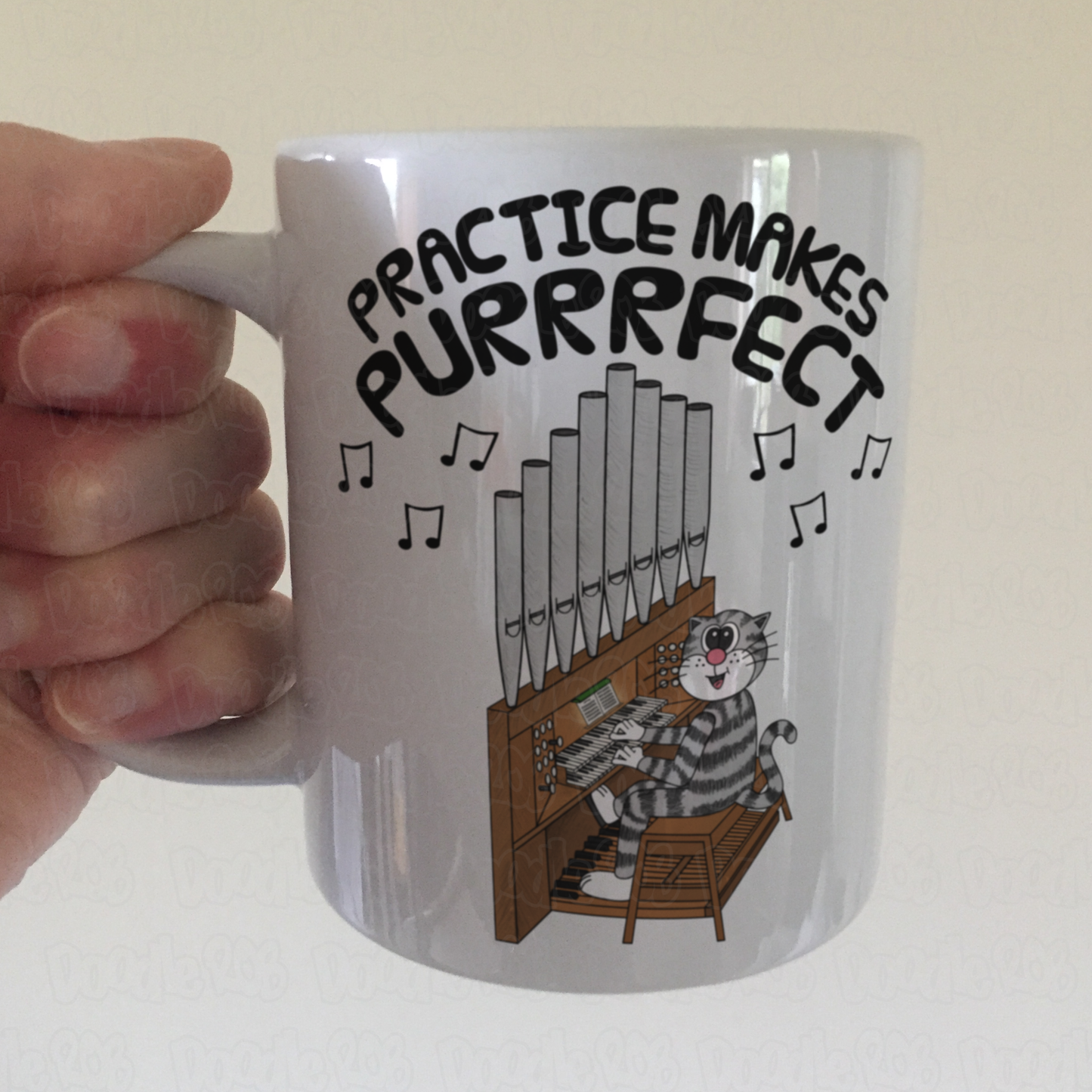 Cat Church Organ Mug - Practice Makes Purrrfect - Funny Gift For Organist