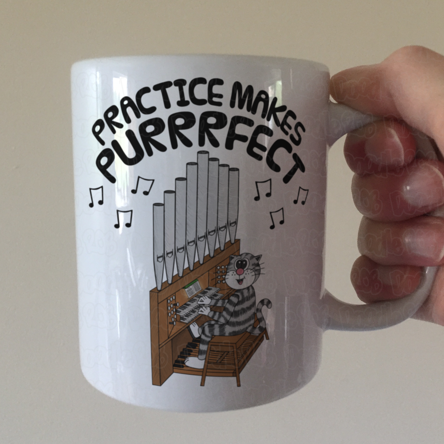 Cat Church Organ Mug - Practice Makes Purrrfect - Funny Gift For Organist