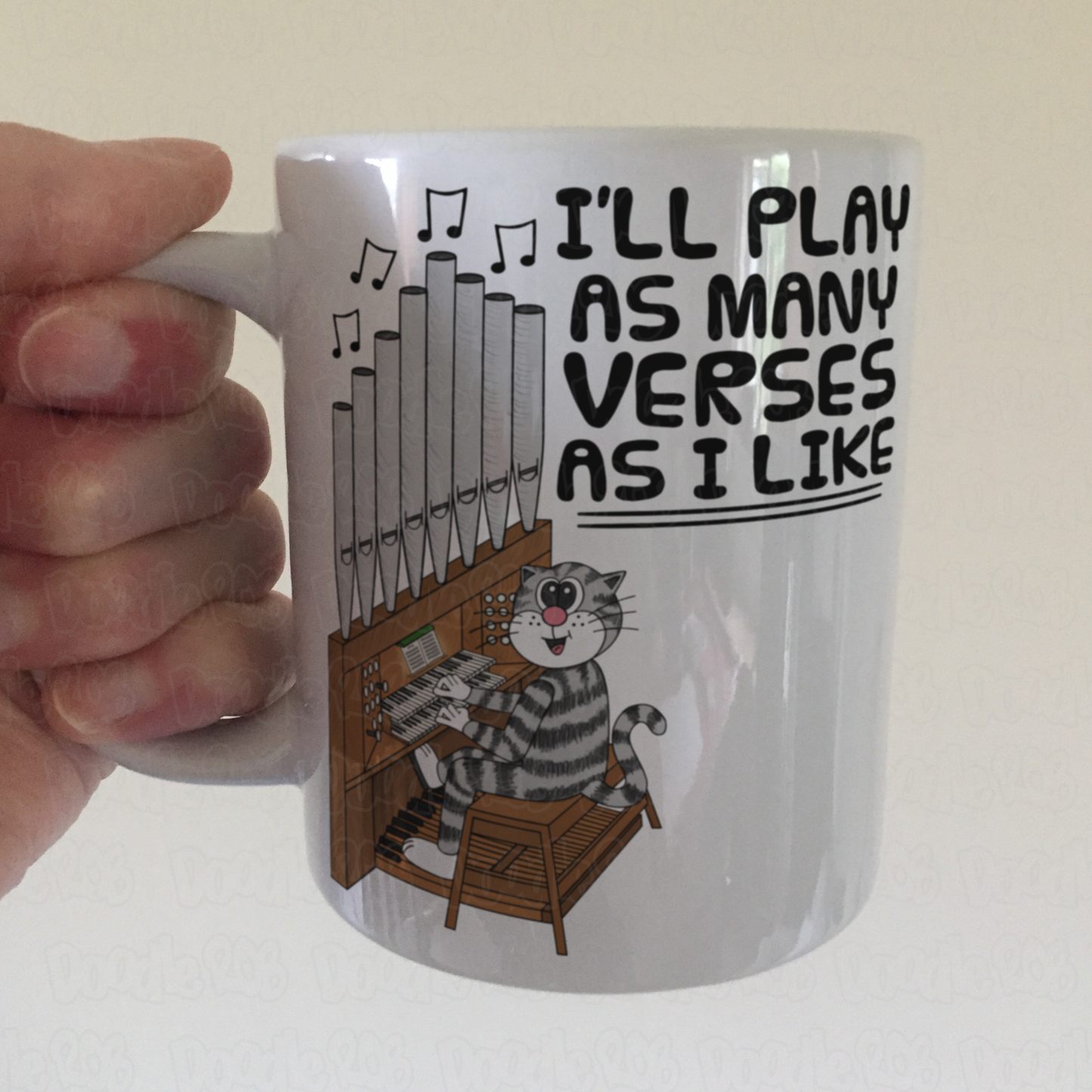Cat Church Organ Mug - I'll Play As Many Verses As I Like - Funny Gift For Organist