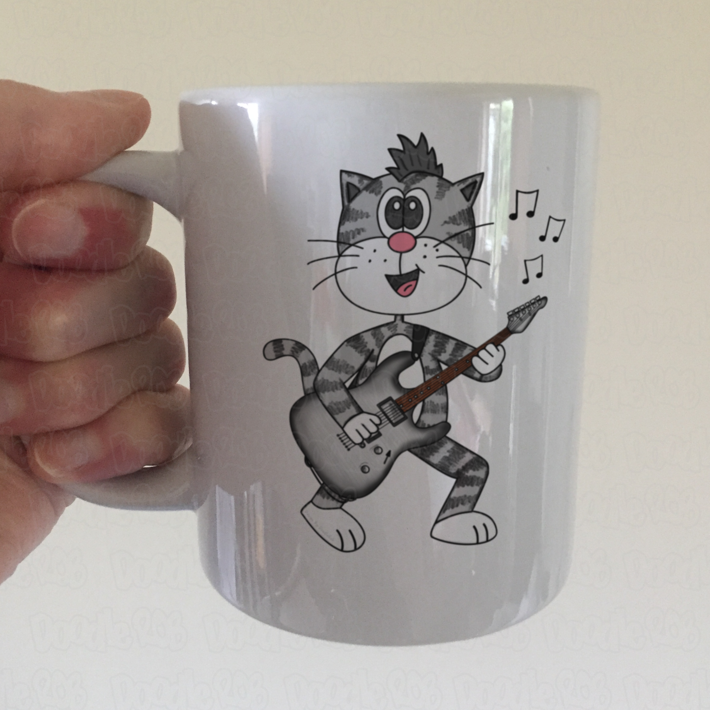 Cat Playing Electric Guitar Mug - Funny Electric Guitarist Mug - Music Gift For Cat Lover