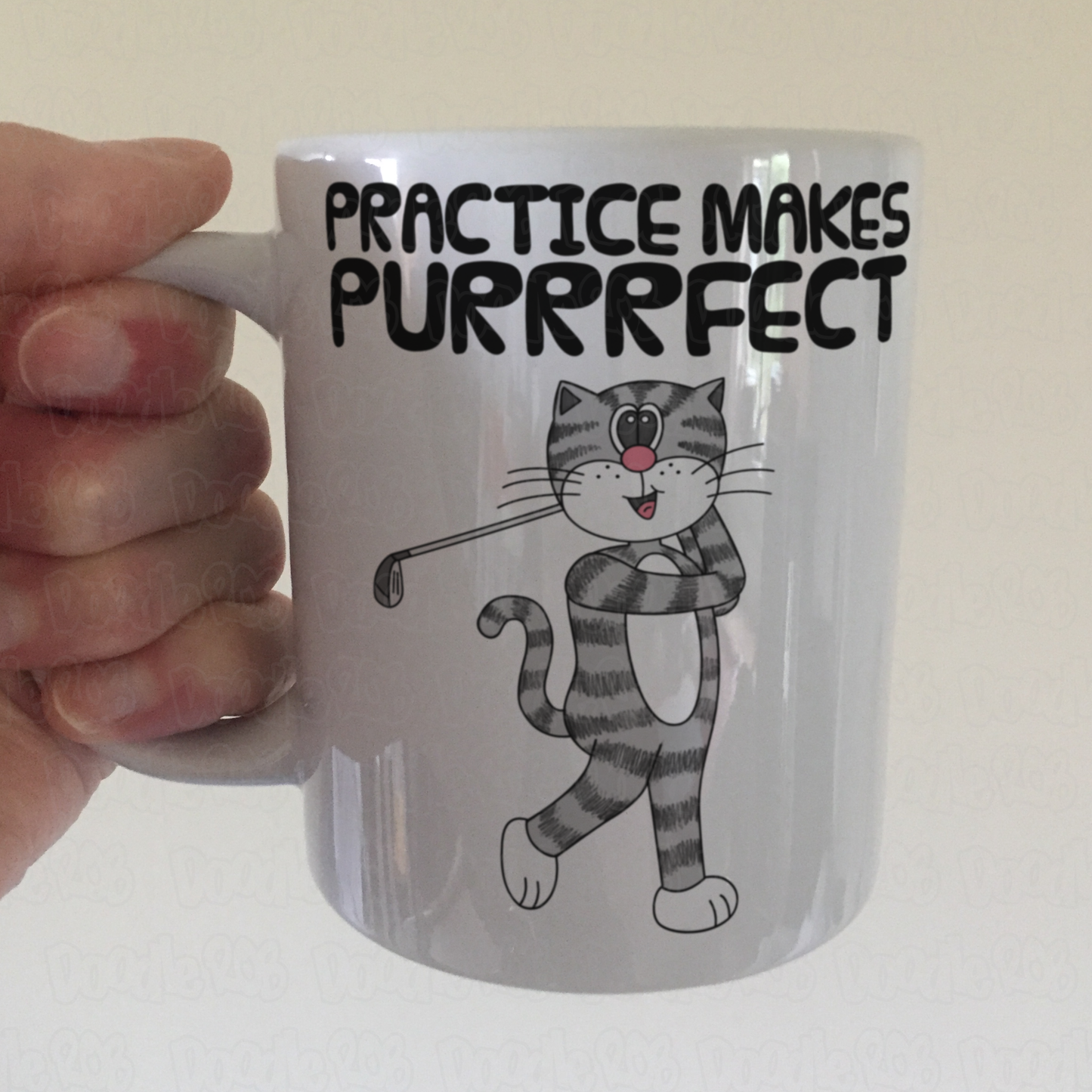 Cat Playing Golf Mug - Practice Makes Purrrfect - Funny Golfer Gift