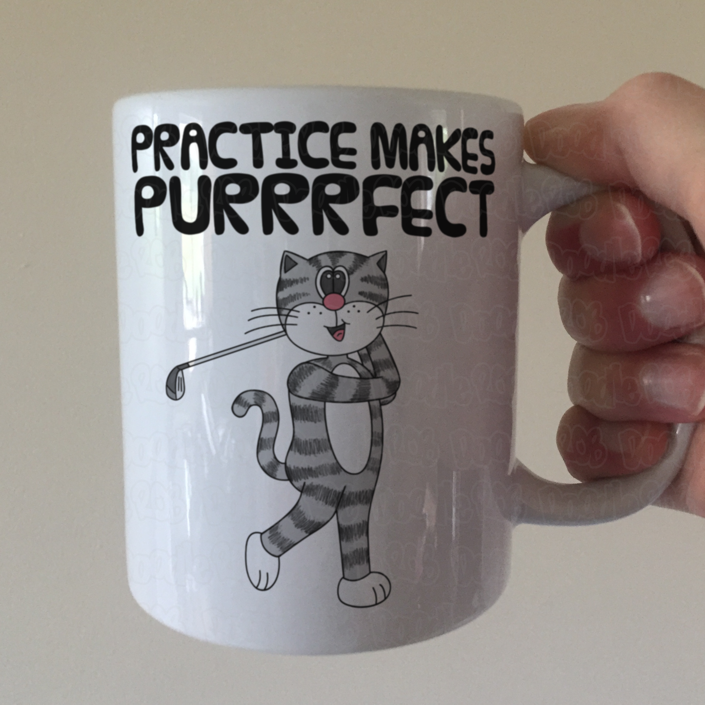 Cat Playing Golf Mug - Practice Makes Purrrfect - Funny Golfer Gift