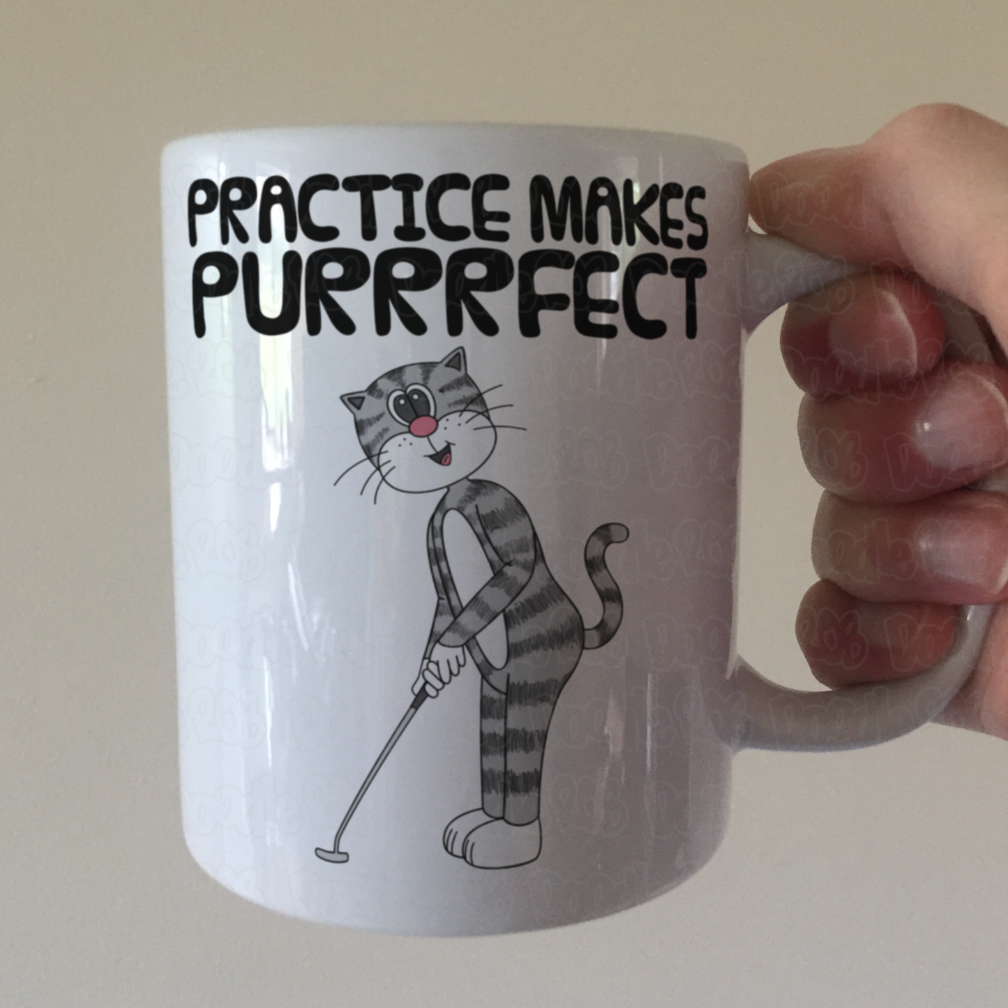 Cat Playing Golf Mug (Putter) - Practice Makes Purrrfect - Funny Golfer Gift