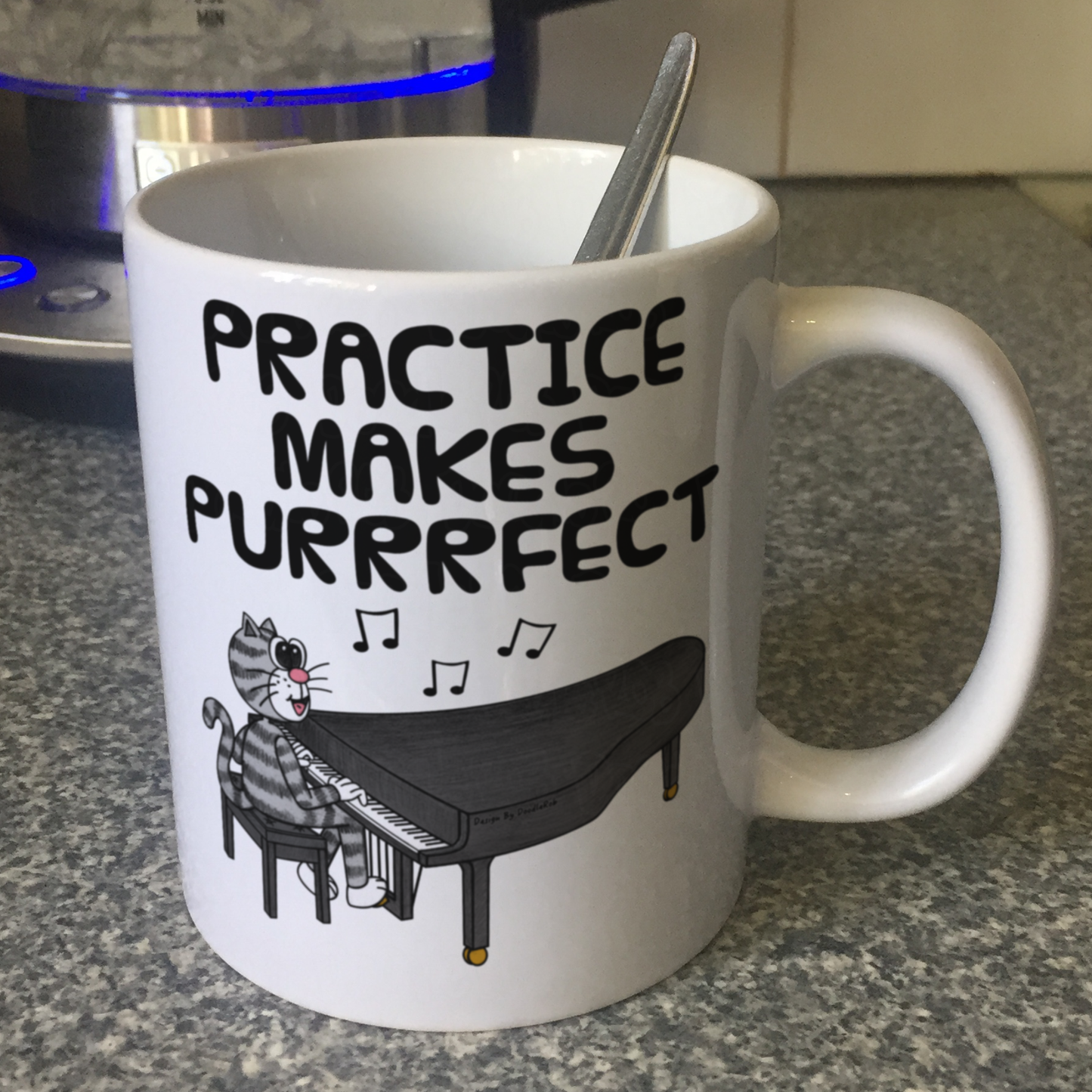 Cat Piano Mug - Cat Playing Grand Piano - Funny Pianist Gift - Piano Teacher Mug