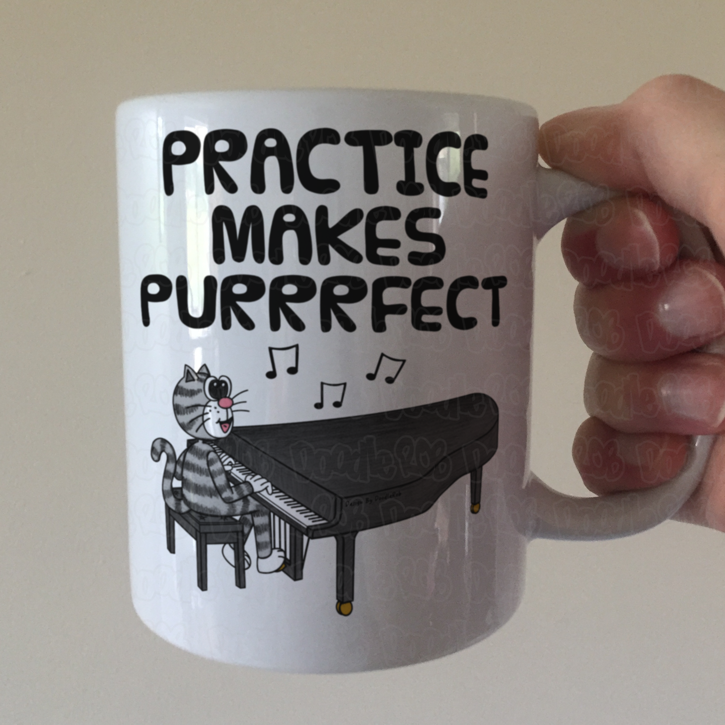 Cat Piano Mug - Cat Playing Grand Piano - Funny Pianist Gift - Piano Teacher Mug
