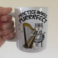 Cat Harp Mug - Practice Makes Purrrfect - Funny Gift For Harpist - Orchestra Musician Gift