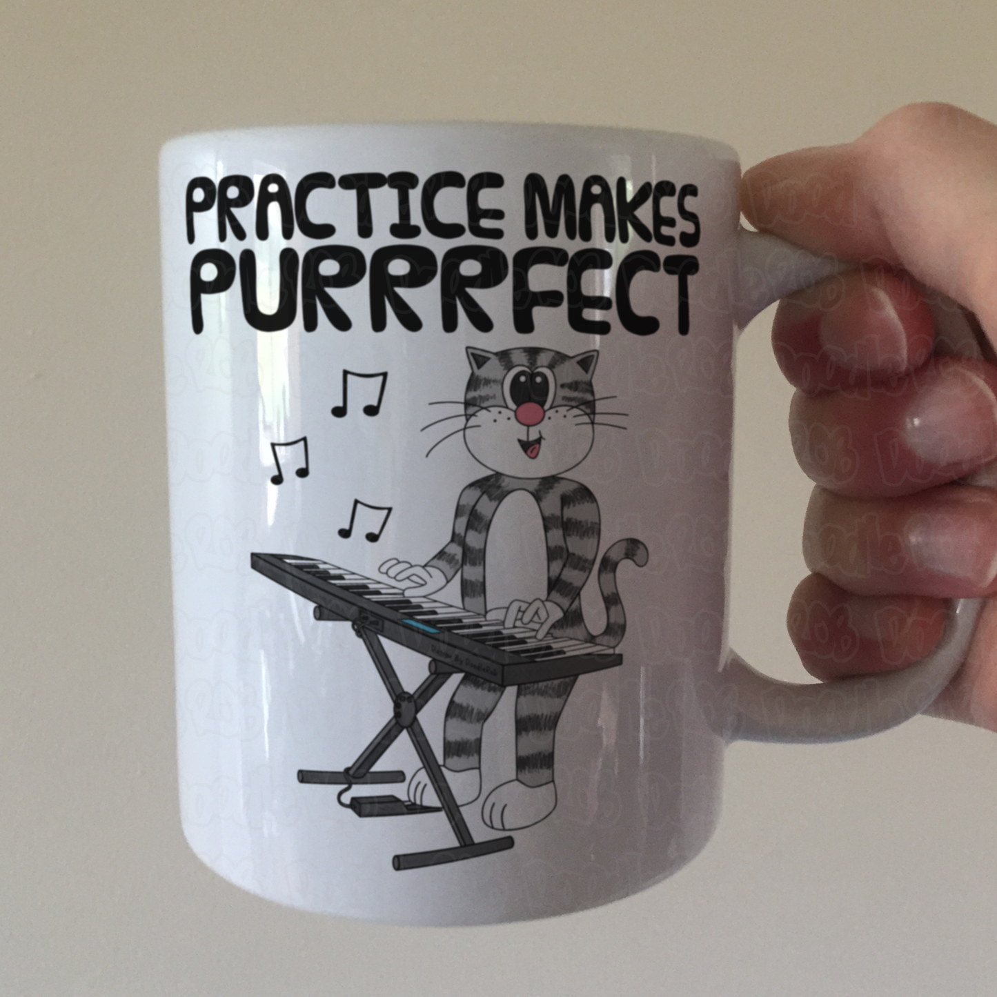 Cat Piano Mug - Cat Playing Keyboard - Funny Pianist Gift - Keyboard Teacher Mug