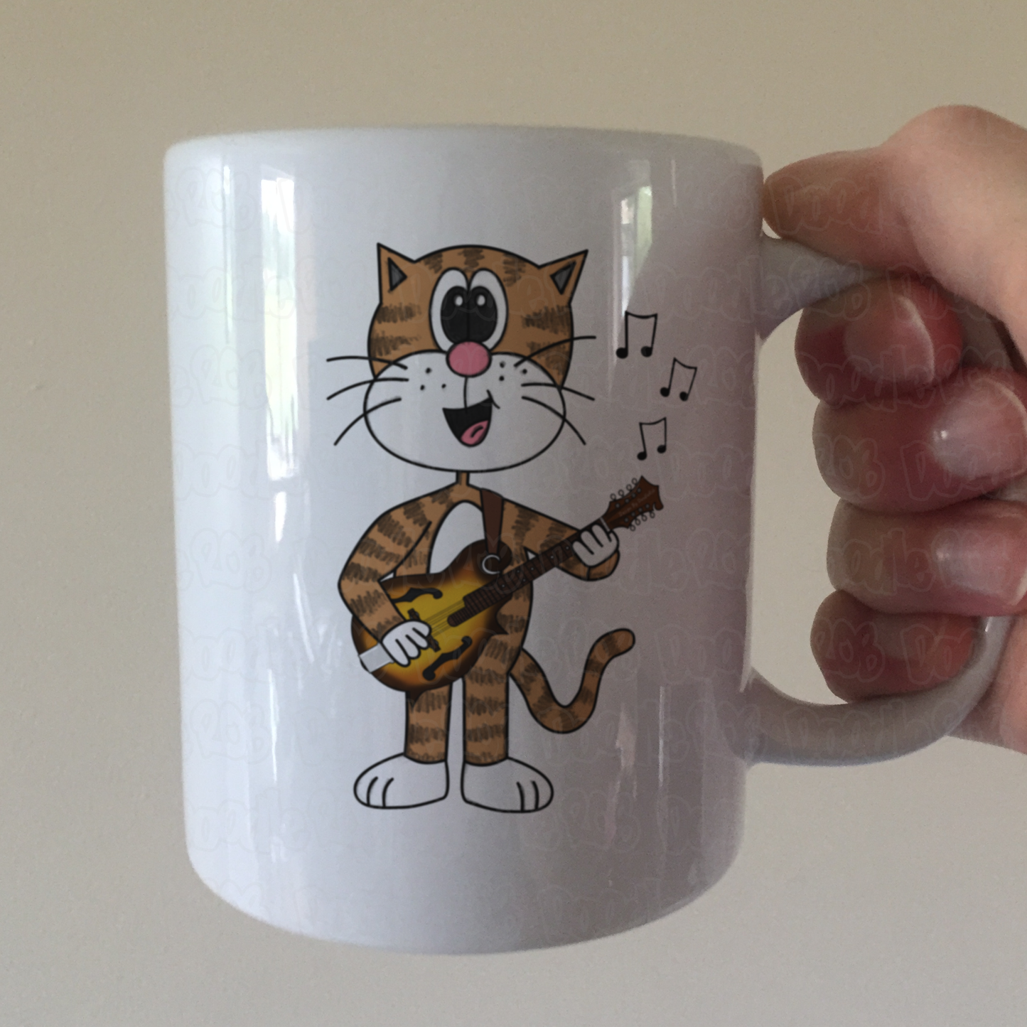 Cat Playing Mandolin Mug - Funny Mandolinist Mug - Music Gift For Cat Lover - Music Teacher Cat Mug