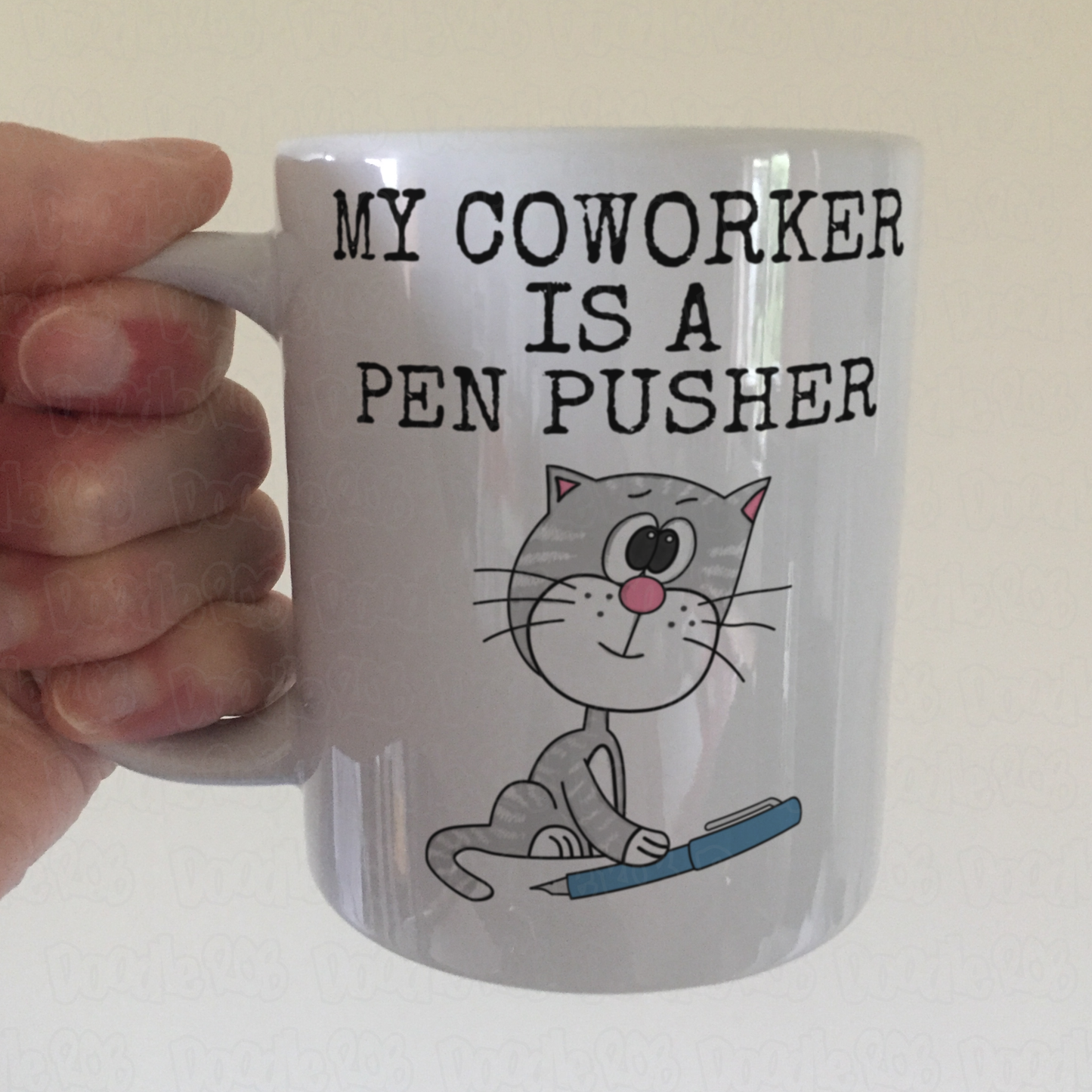 Funny Office Cat Mug - My Coworker Is A Pen Pusher - Funny Gift For Home Worker