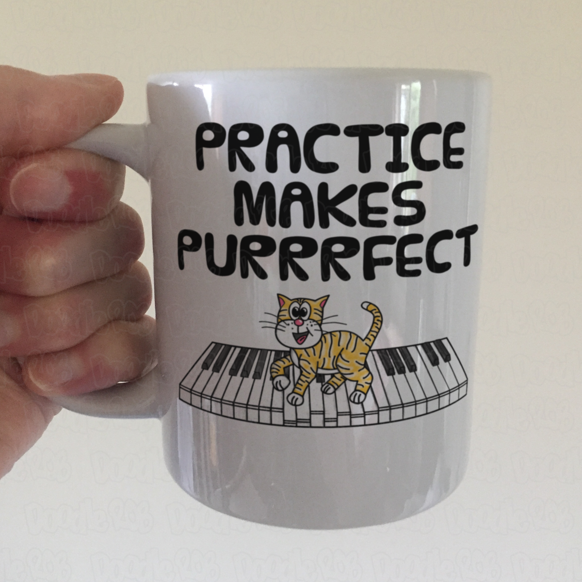 Cat Piano Mug - Practice Makes Purrrfect - Gift For Pianist - Music Teacher Cat Mug