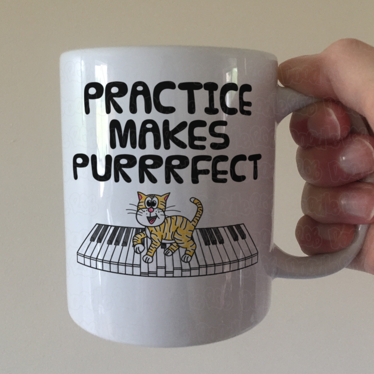 Cat Piano Mug - Practice Makes Purrrfect - Gift For Pianist - Music Teacher Cat Mug