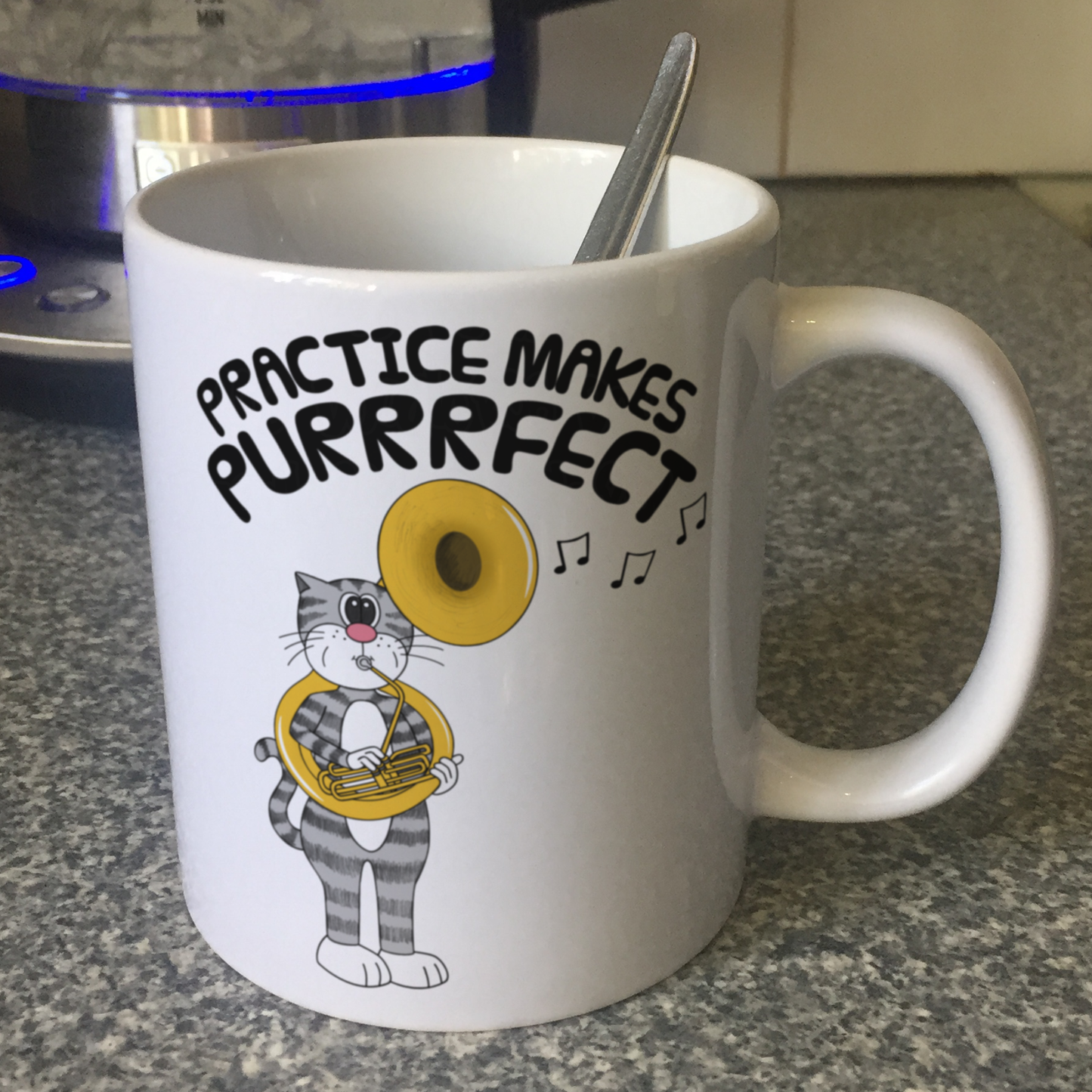 Cat Sousaphone Mug - Practice Makes Purrrfect - Gift For Sousaphonist - Brass Musician Gift