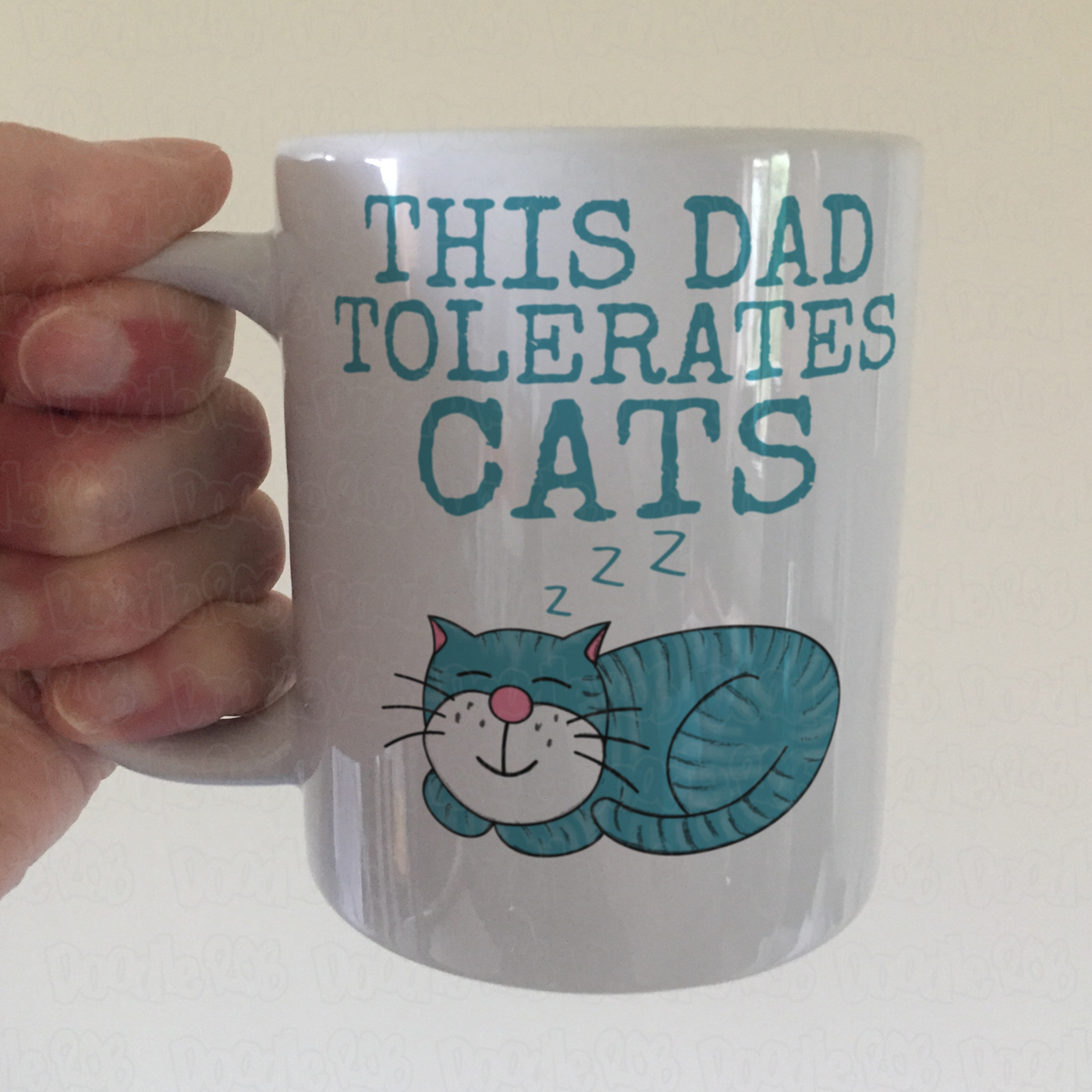Cat Father's Day Mug - This Dad Tolerates Cats - Funny Gift For Dad