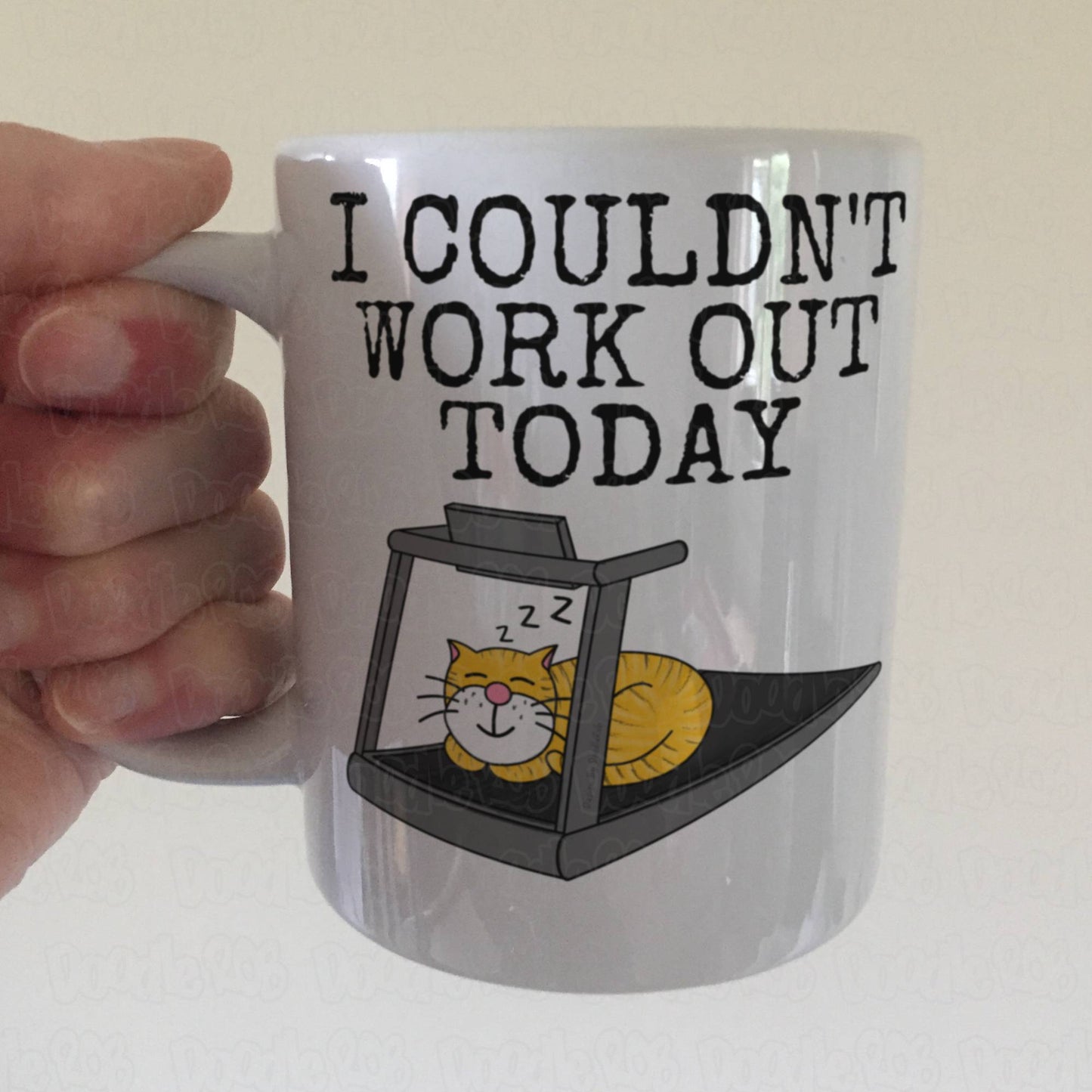 Funny Fitness Mug - Cat On A Treadmill - I Couldn't Work Out Today - Gift For Gym Goer - Personal Trainer Gift