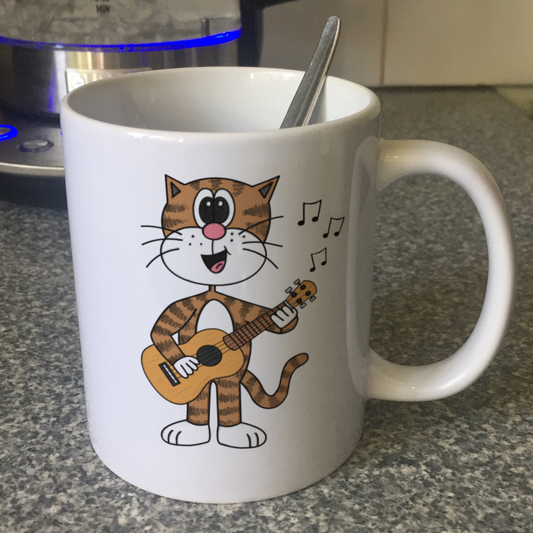 Cat Playing Ukulele Mug - Funny Ukulelist Mug - Music Gift For Cat Lover - Music Teacher Cat Mug
