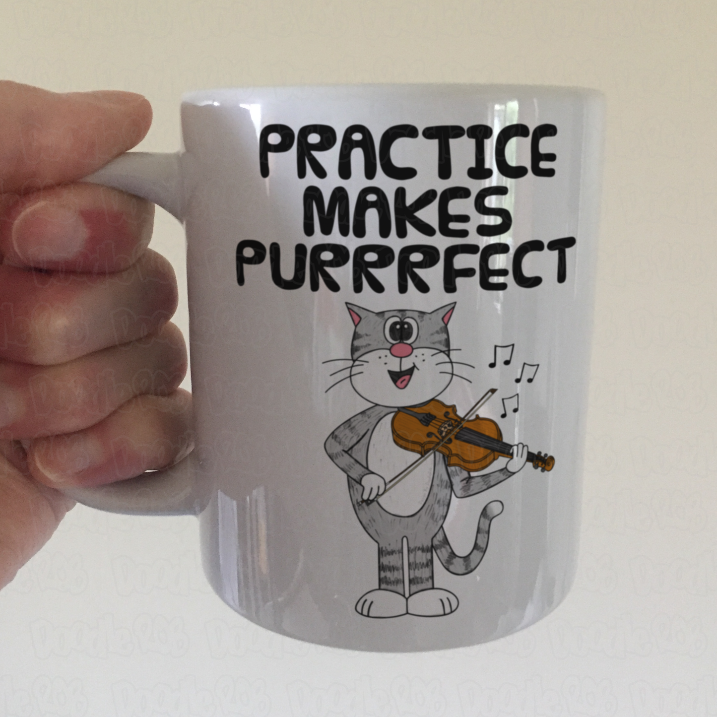 Cat Violin Mug - Practice Makes Purrrfect - Gift For Violinist - Funny Music Teacher Orchestra Gift
