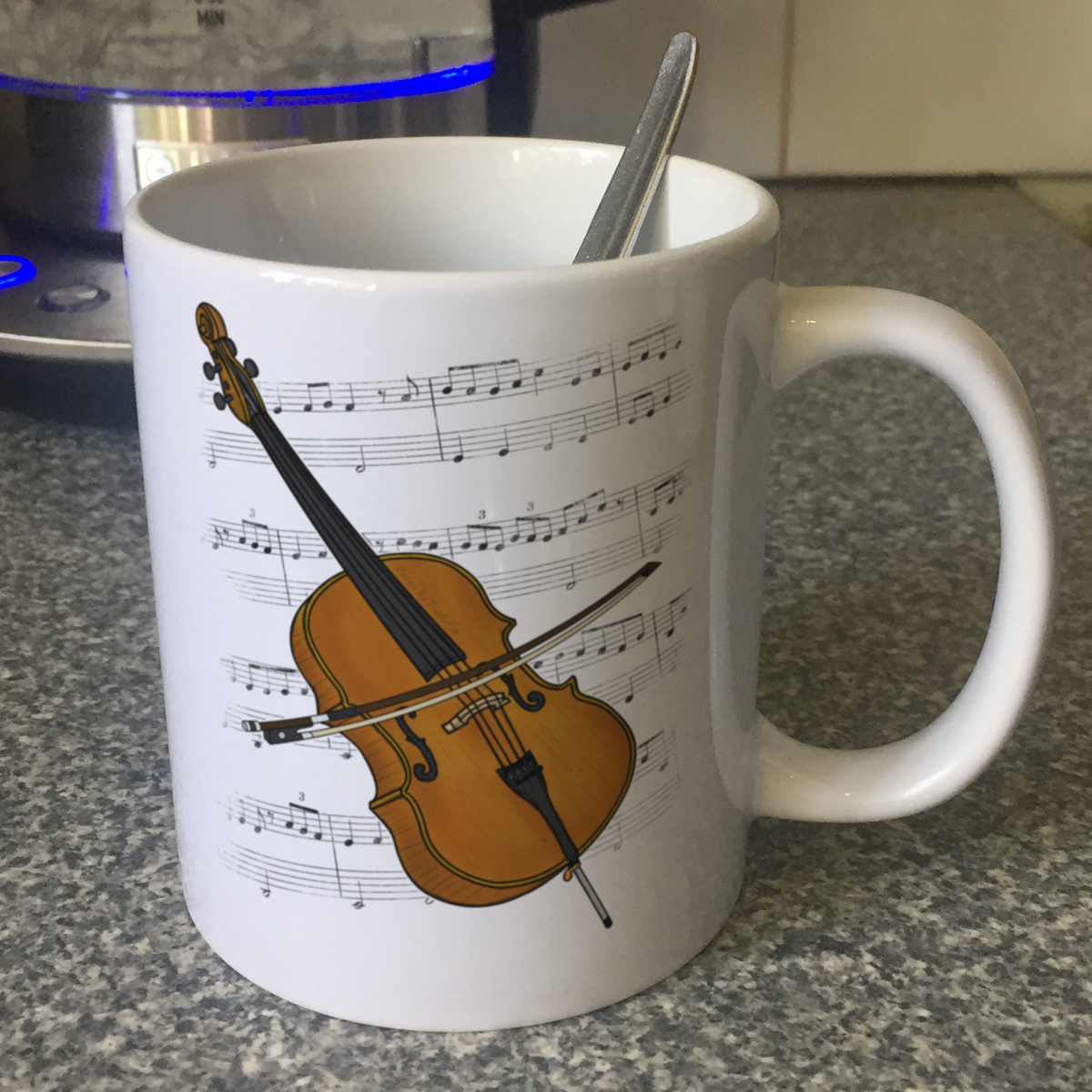 Cello Music Notation Mug (Colour) - Cellist Mug - String Teacher Gift