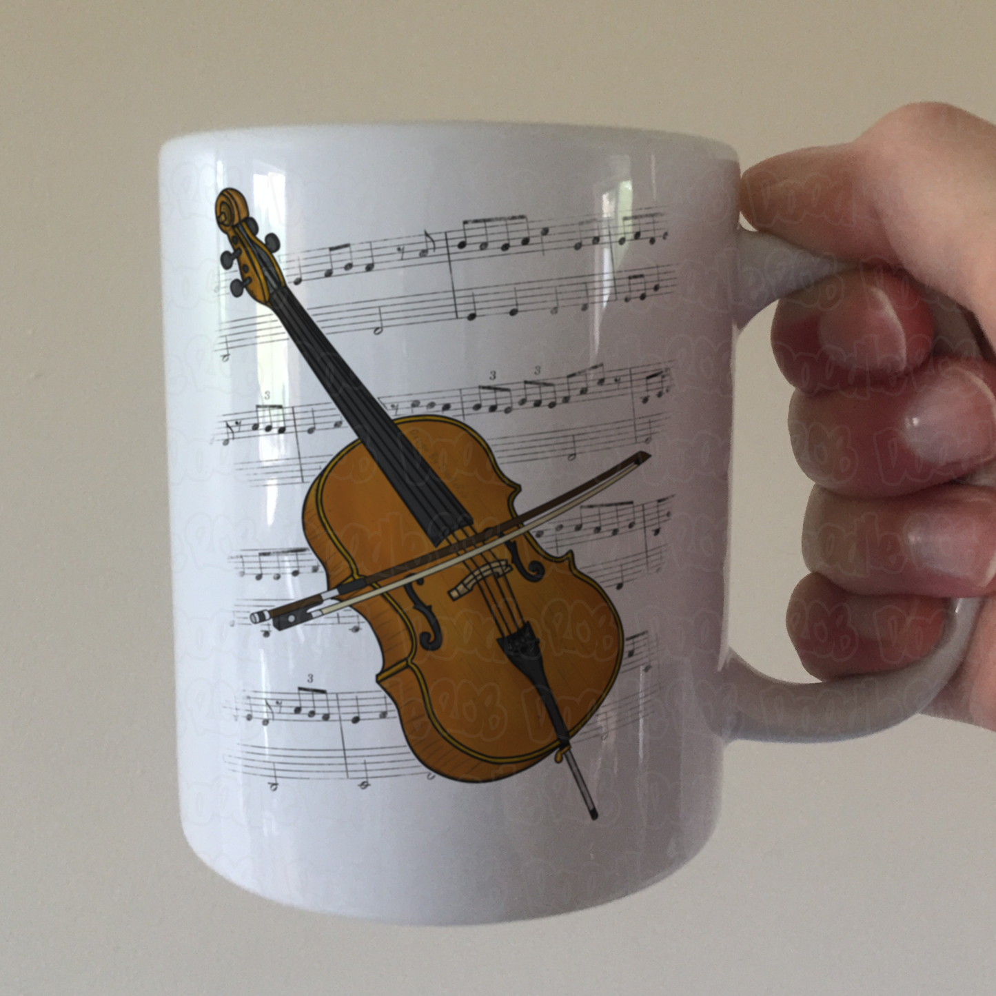 Cello Music Notation Mug (Colour) - Cellist Mug - String Teacher Gift