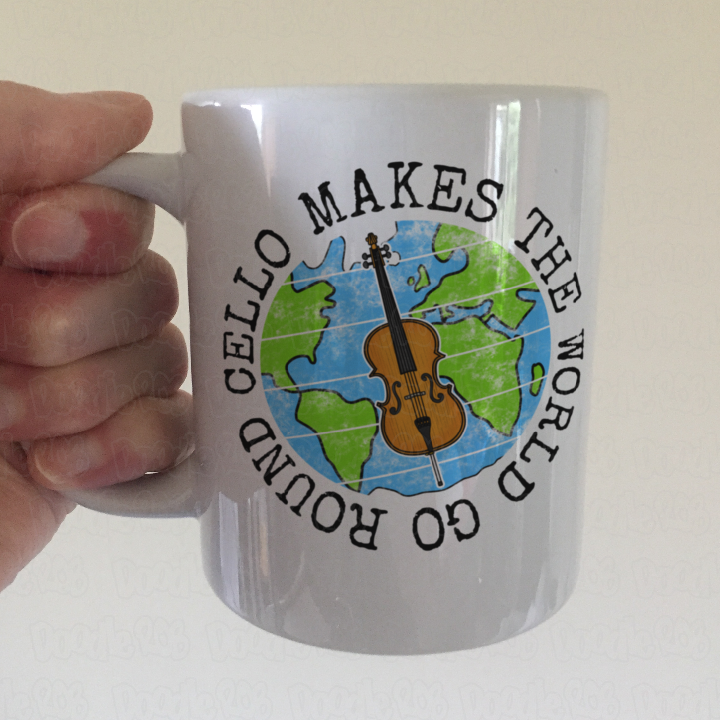 Cello Mug - Cello Makes The World Go Round - Gift For Cellist - String Teacher Mug