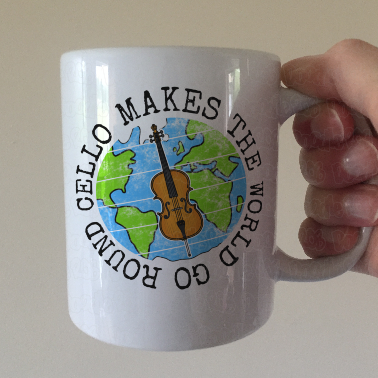 Cello Mug - Cello Makes The World Go Round - Gift For Cellist - String Teacher Mug
