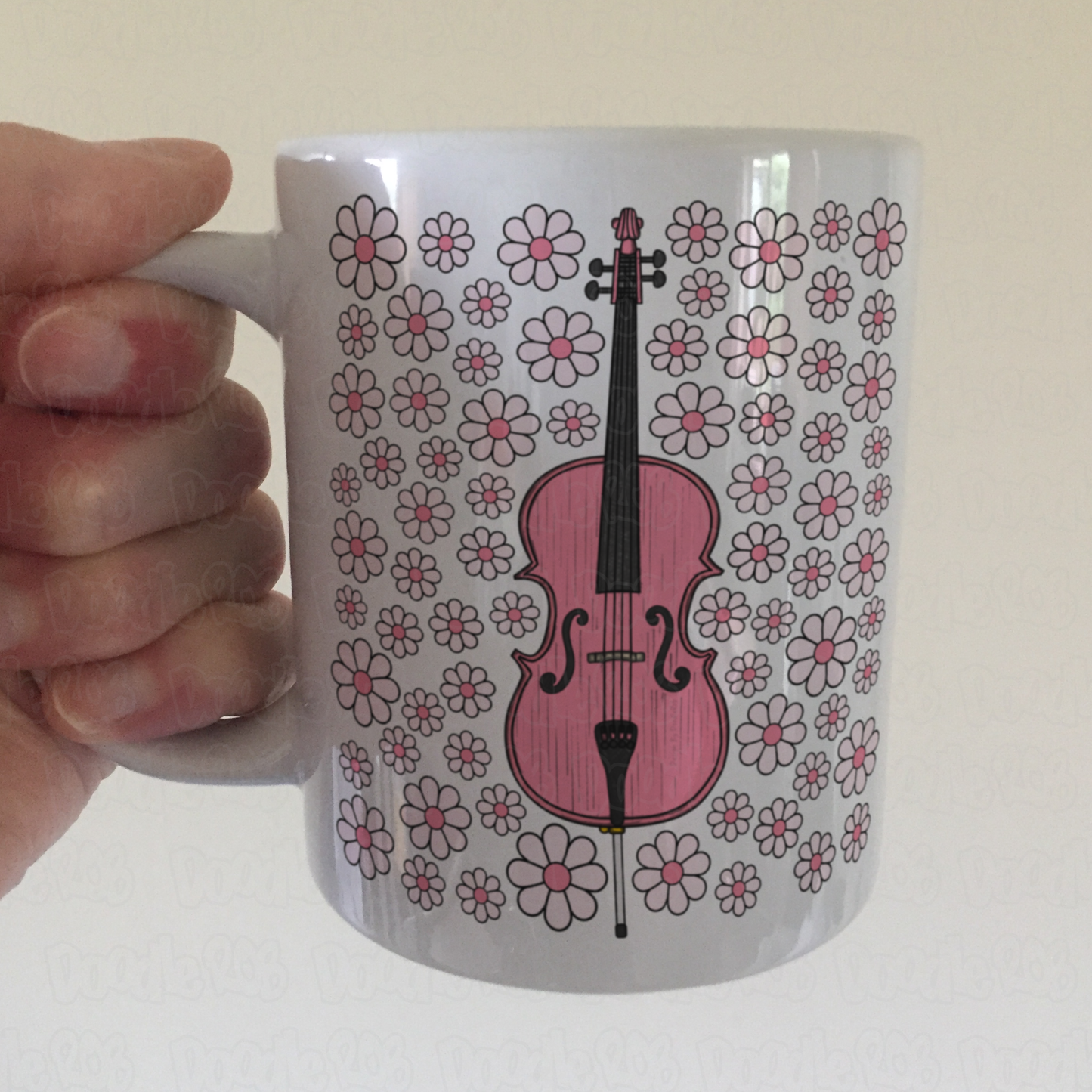 Cello Floral Mug (Pink Flowers) - Female Cellist - String Musician Gift For Girl