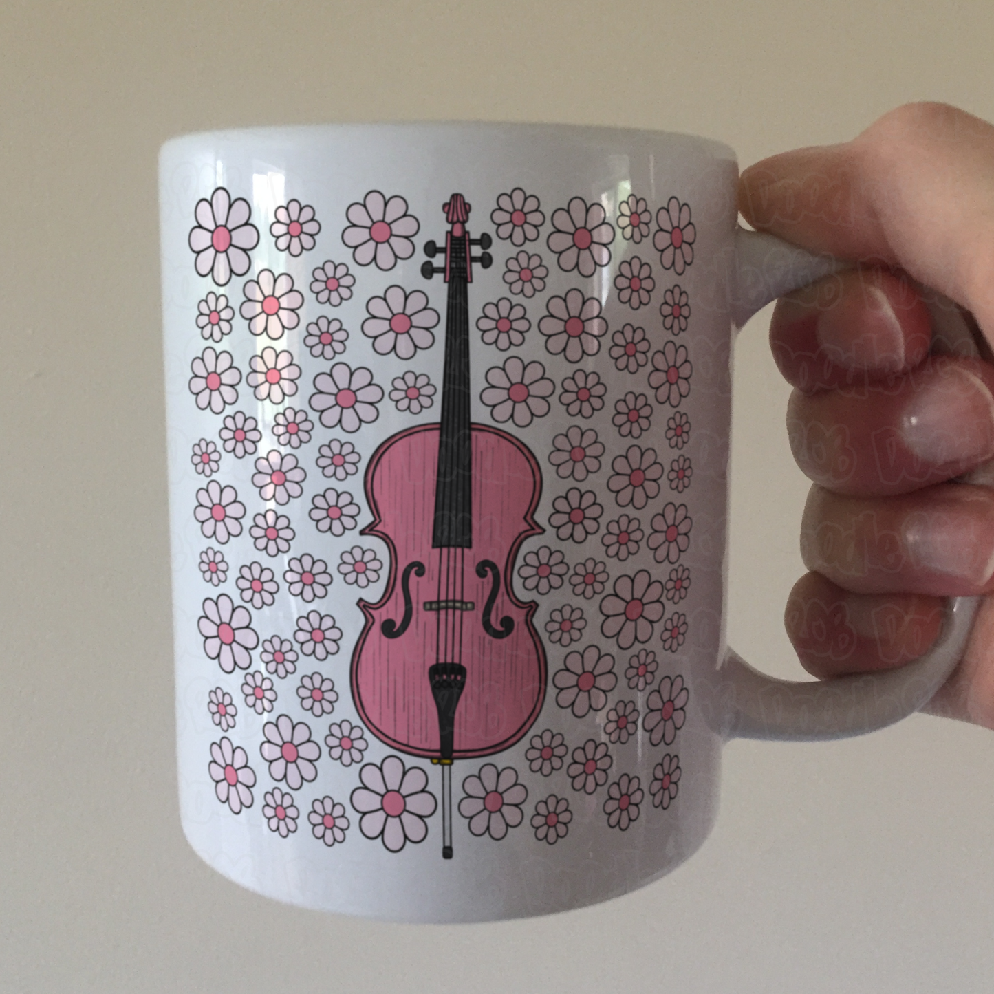 Cello Floral Mug (Pink Flowers) - Female Cellist - String Musician Gift For Girl