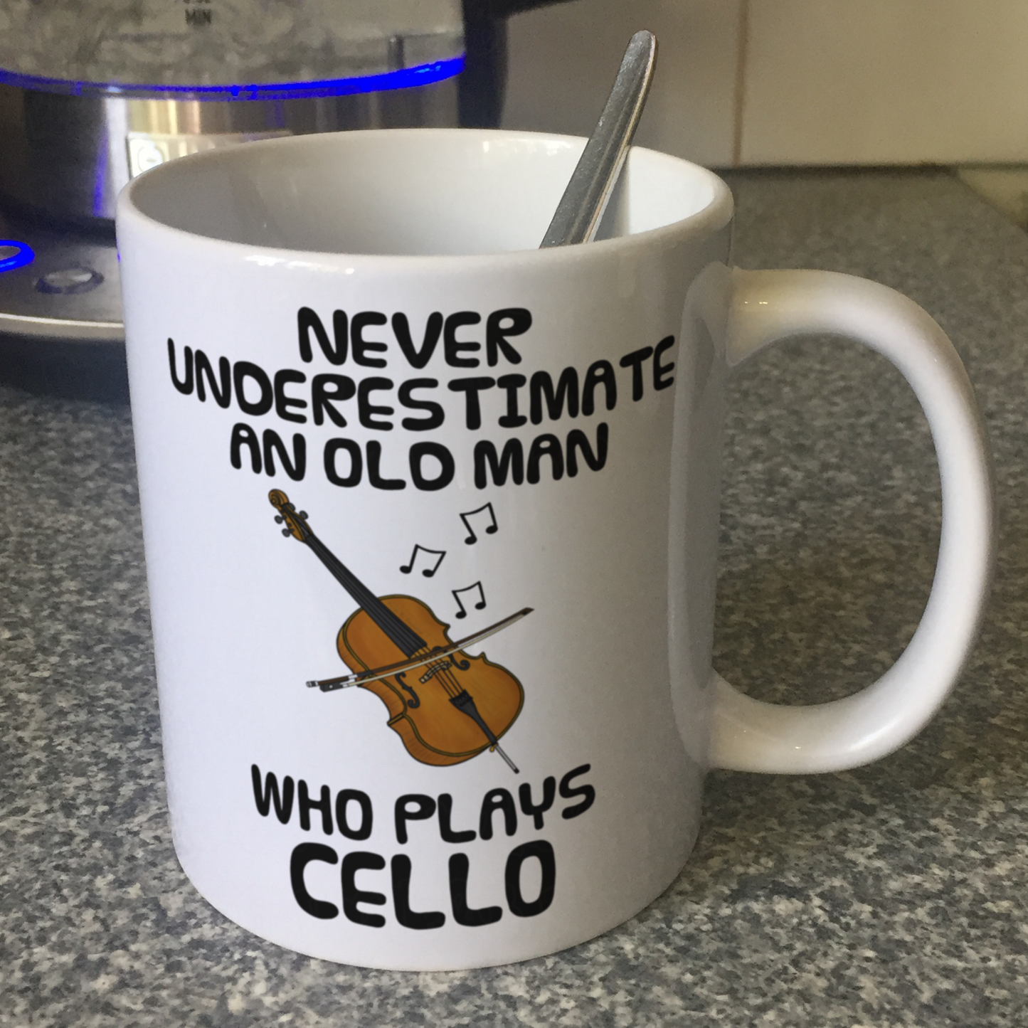 Funny Cello Mug - Never Underestimate An Old Man Who Plays Cello - Cellist Musician Gift For Him