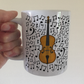 Cello Musical Notes Mug - Cellist Mug - String Musician Orchestra Gift