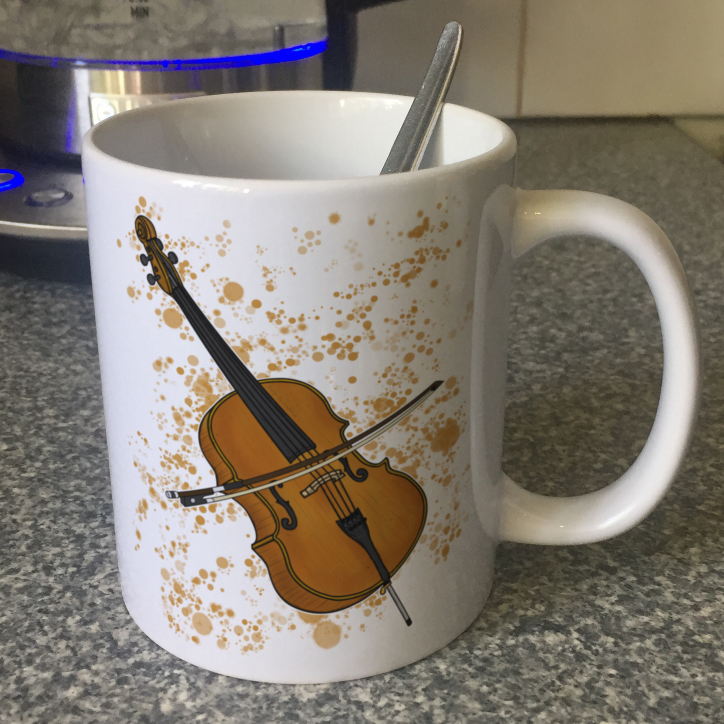 Cello Paint Splatter Mug - Gift For Cellist
