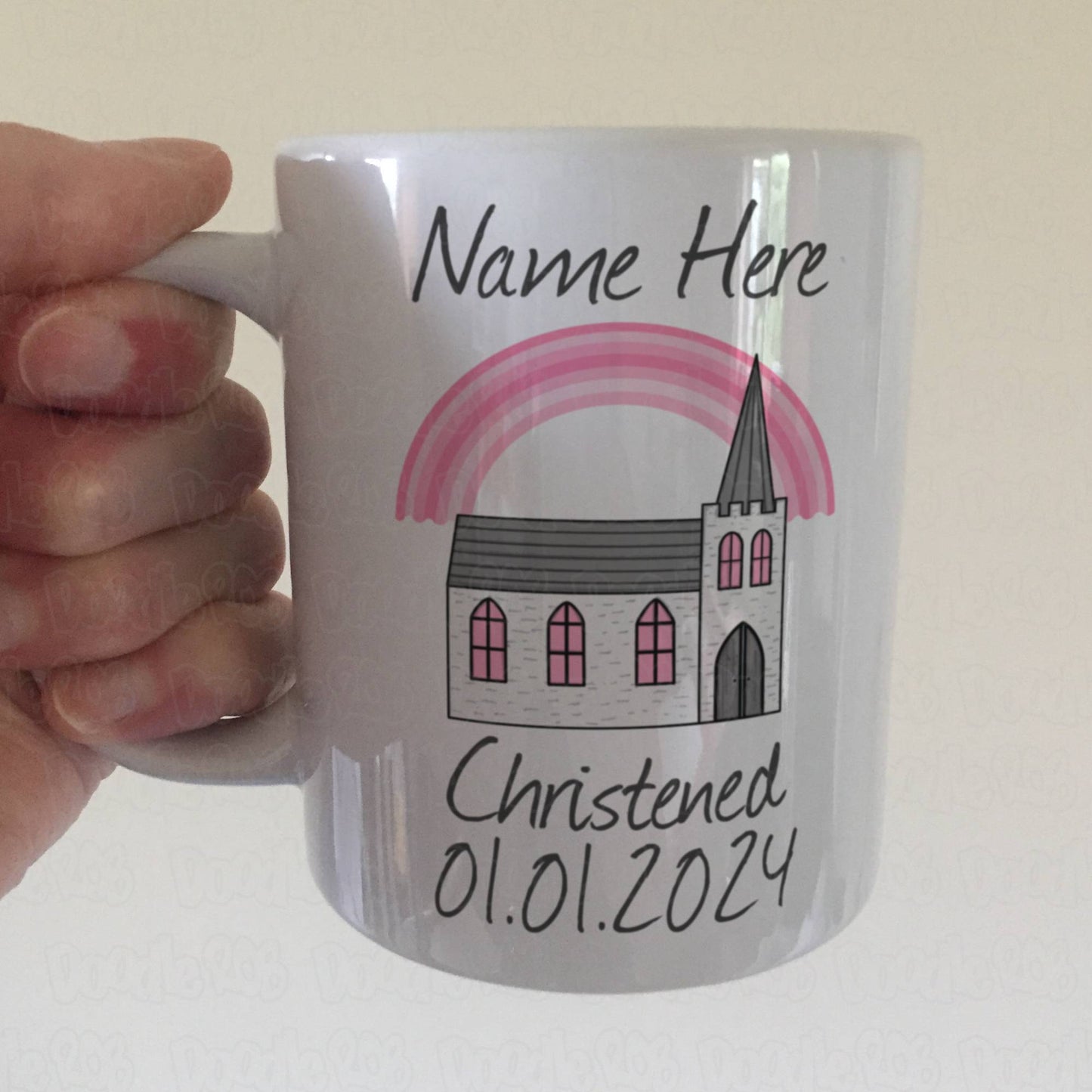 Personalised Christening Mug For Girl - Church Christening Gift - Custom Baptism Gift