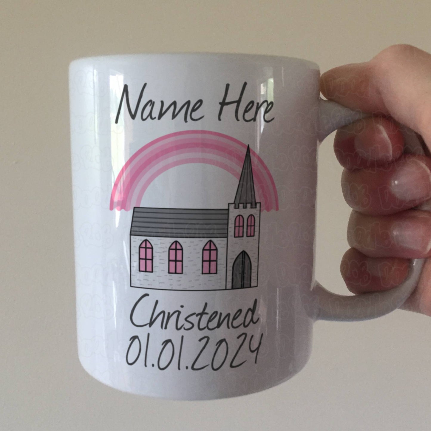 Personalised Christening Mug For Girl - Church Christening Gift - Custom Baptism Gift