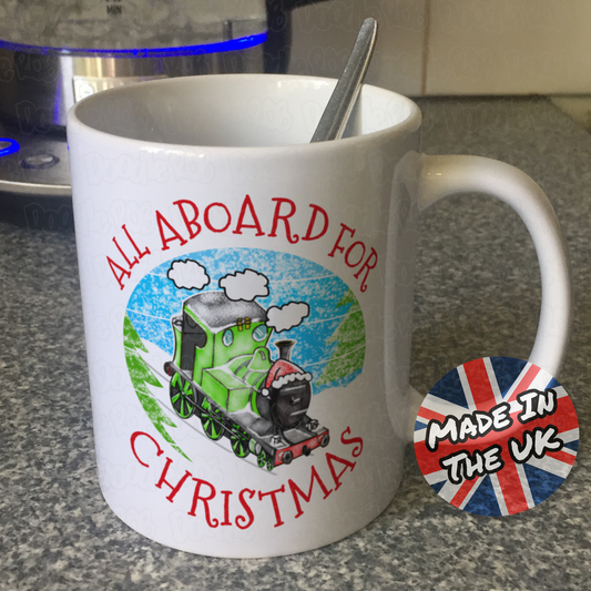Train Christmas Mug - Steam Locomotive Xmas Mug - Christmas Gift For Boy