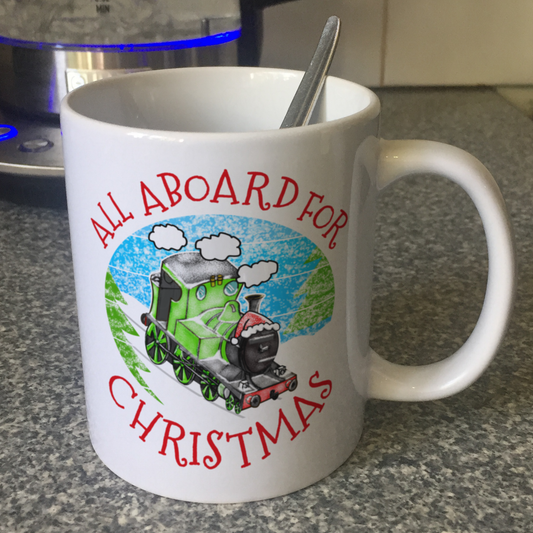 Train Christmas Mug - Steam Locomotive Xmas Mug - Christmas Gift For Boy