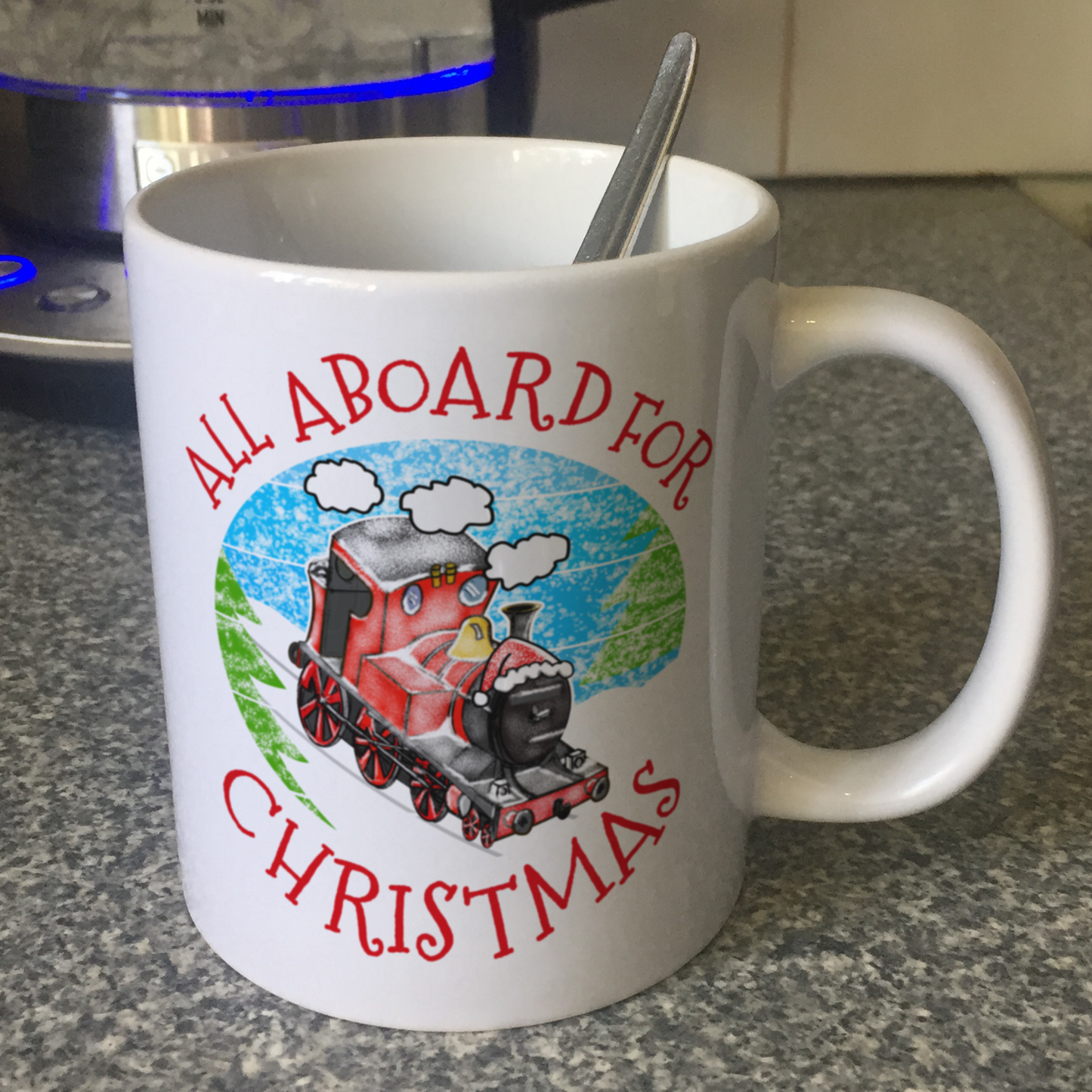Steam Train Xmas Mug - All Aboard For Christmas - Christmas Gift For Him