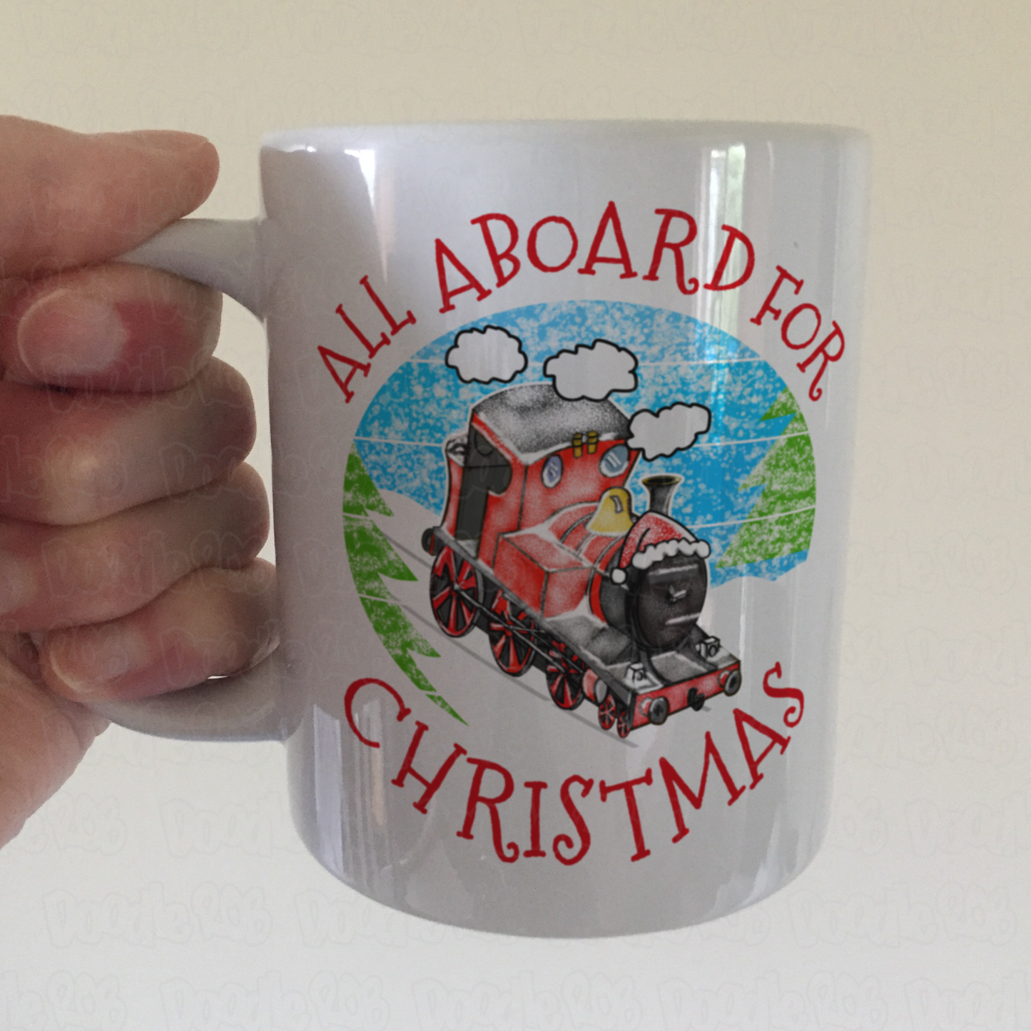 Steam Train Xmas Mug - All Aboard For Christmas - Christmas Gift For Him