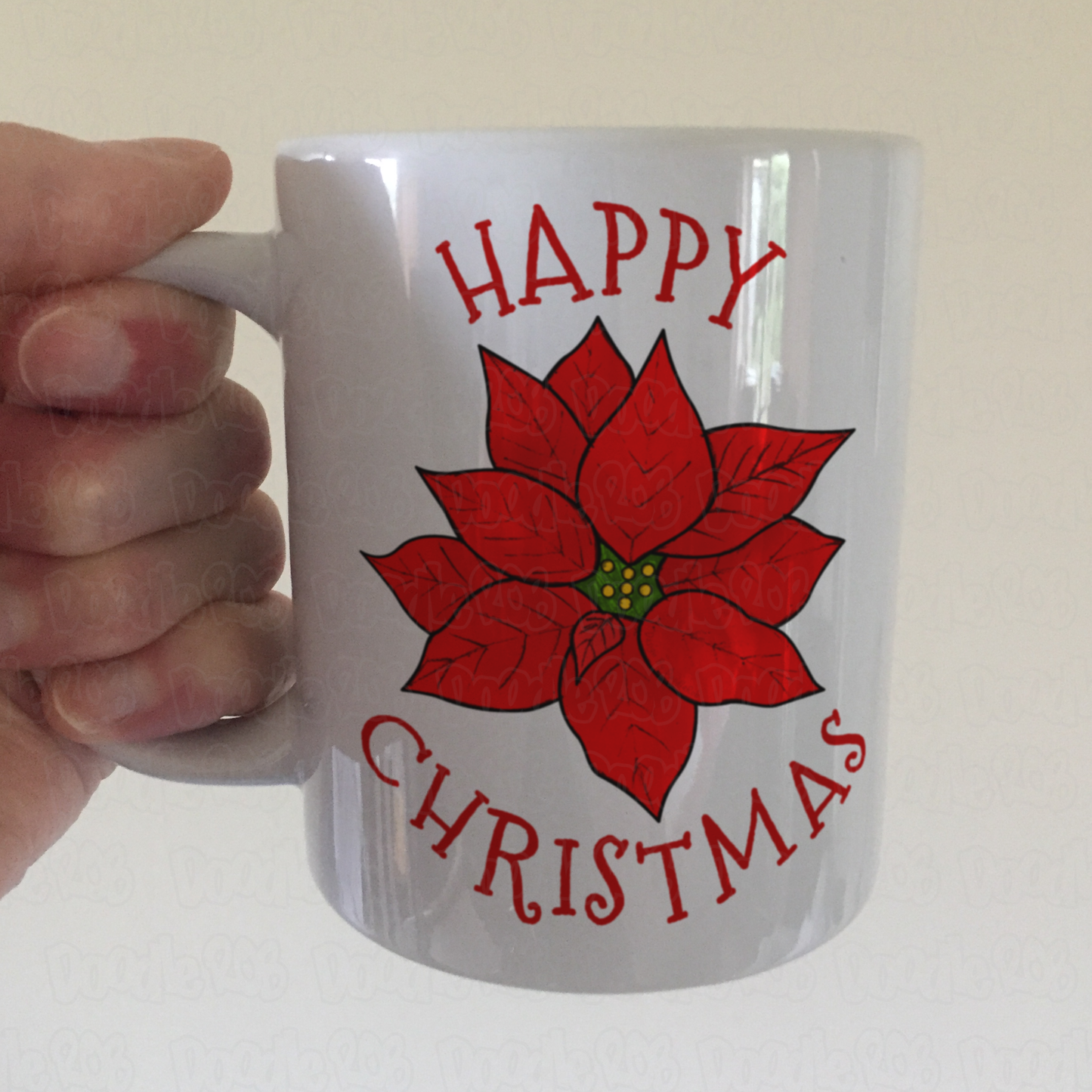 Poinsettia Christmas Mug - Christmas Flower Mug - Xmas Gift For Her