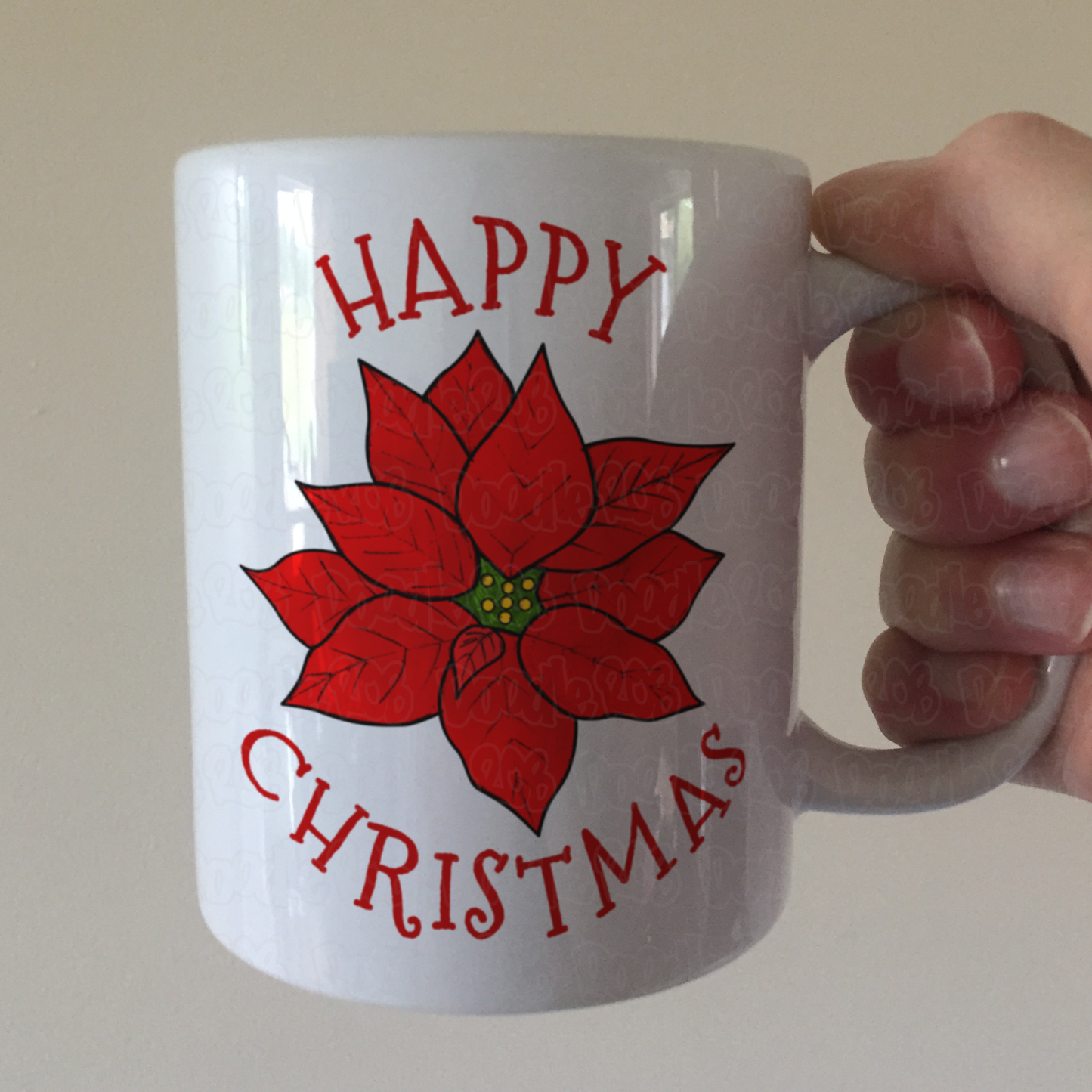 Poinsettia Christmas Mug - Christmas Flower Mug - Xmas Gift For Her