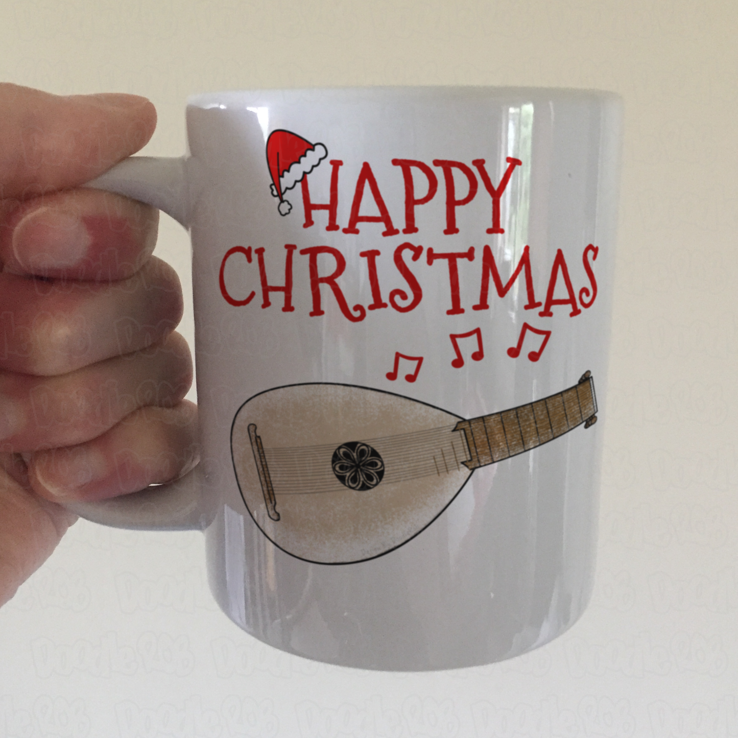 Lute Christmas Mug - Lutenist Xmas Gift - Folk Musician Christmas Mug