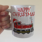Train Christmas Mug - Diesel Shunter Santa Hat - Diesel Train Xmas Mug For Him