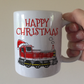 Train Christmas Mug - Diesel Shunter Santa Hat - Diesel Train Xmas Mug For Him