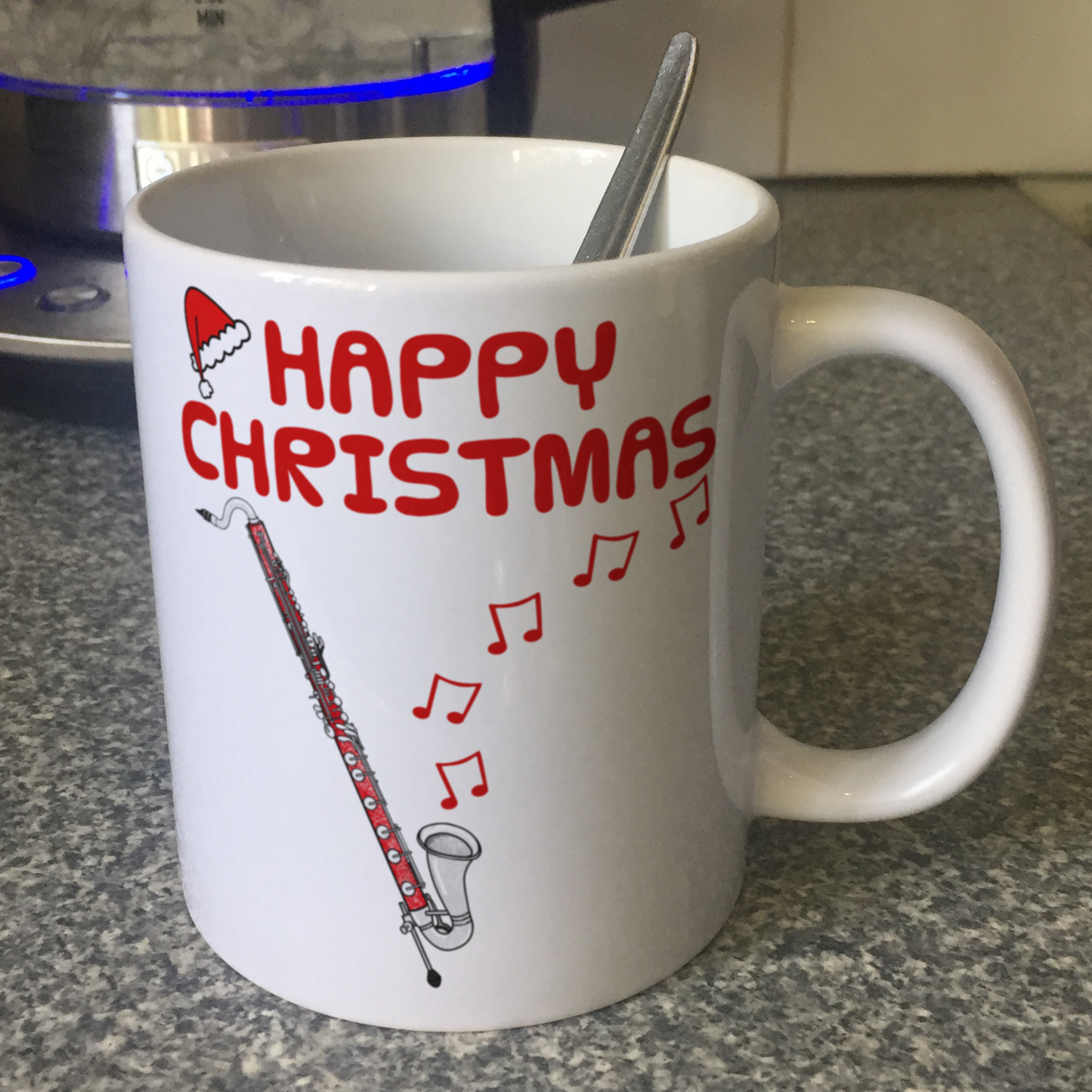 Bass Clarinet Christmas Mug - Bass Clarinetist Mug - Woodwind Musician Xmas Gift