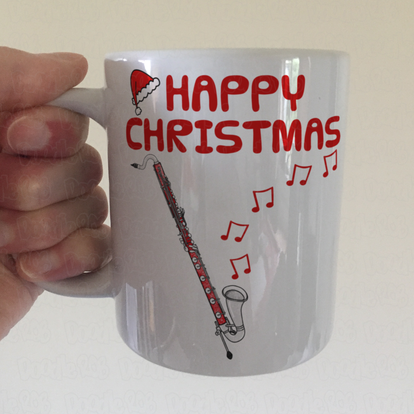 Bass Clarinet Christmas Mug - Bass Clarinetist Mug - Woodwind Musician Xmas Gift