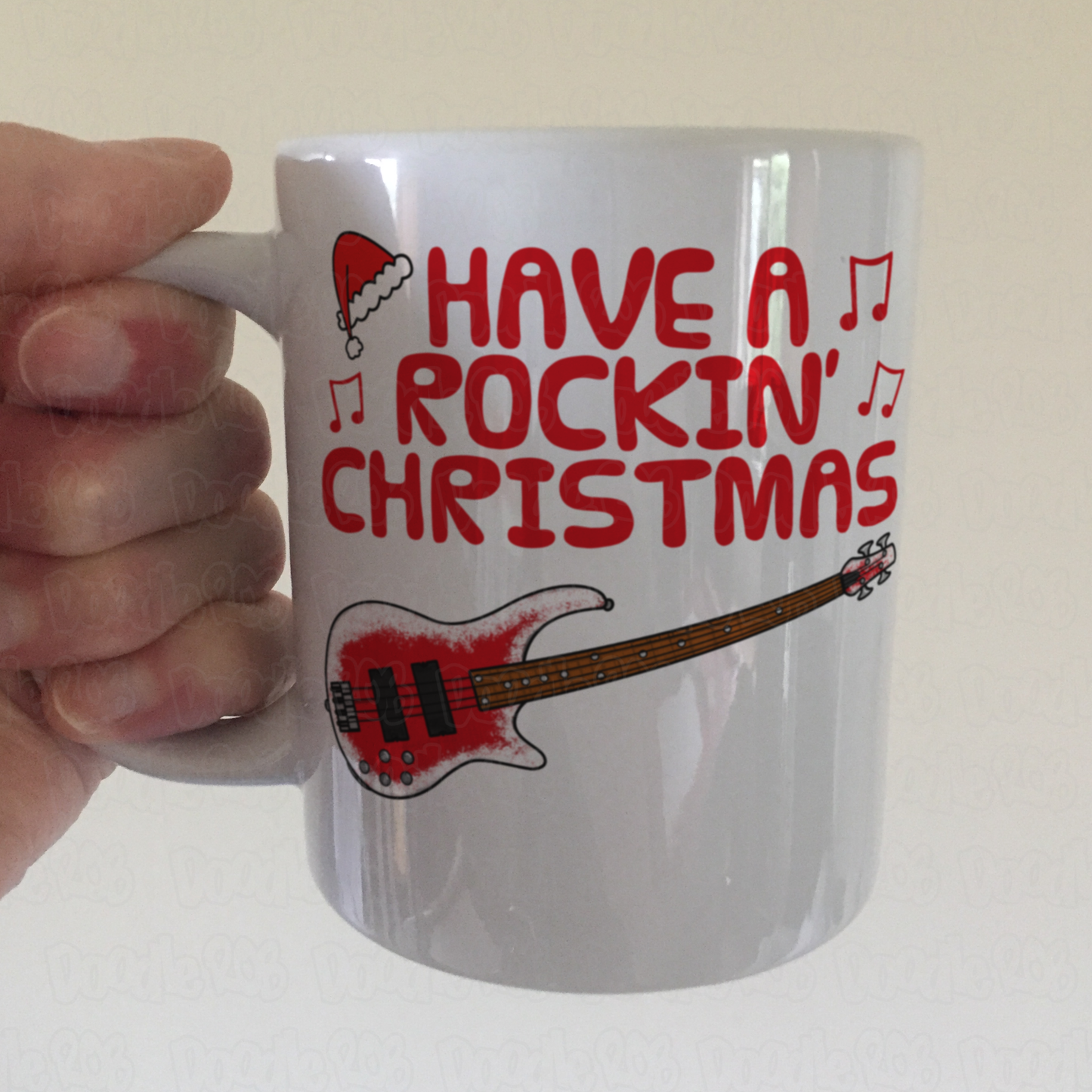 Bass Guitar Christmas Mug - Have A Rockin' Christmas - Bassist Xmas Gift - Bass Teacher Mug